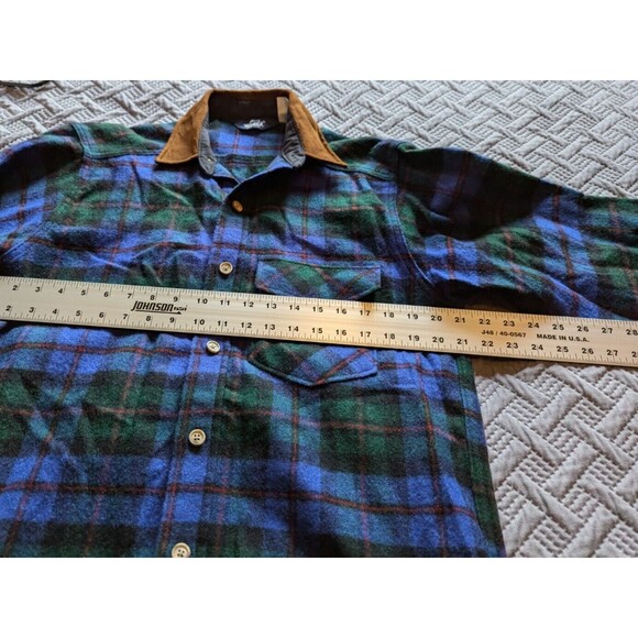 Vintage Woolrich Mens Sz Medium Plaid Wool Blend  w/Leather Elbow Patches - USA - Picture 14 of 16